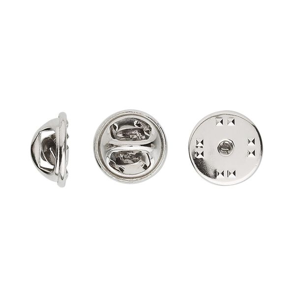 Tie tac clutch, imitation nickel-plated brass, 11.5x6.5mm squeeze style. Sold per pkg of 100. image number 0
