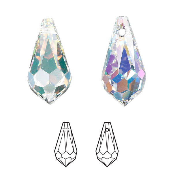 Drop 1pk crystal AB, Crystal Passions® 22x11mm pendant teardrop 6000 image number 0