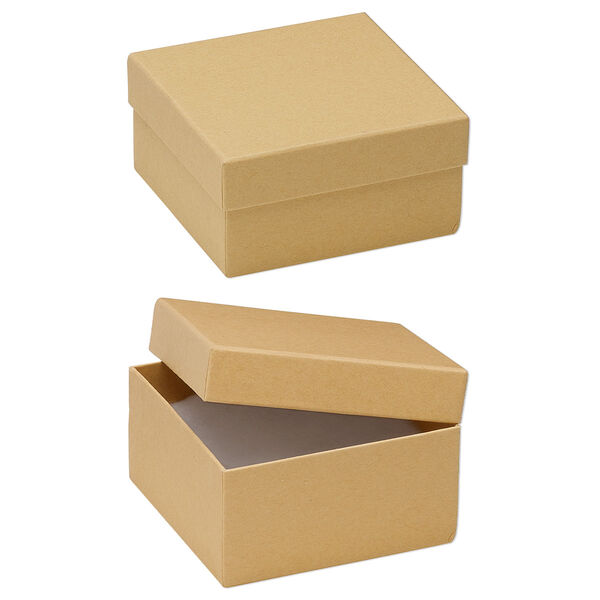 Box, kraft paper, "cotton"-filled, 3-3/4 x 3-3/4 x 2-inch square. Sold per pkg of 10. image number 0