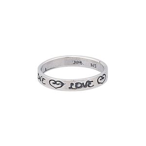 Ring, sterling silver, 3.5mm wide with "LOVE" and hearts design, size 8. Sold individually.