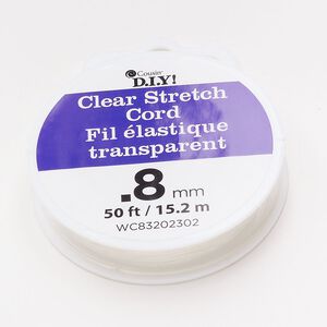 Cord, elastic, pkg/50-foot spool, 0.8mm round, clear.