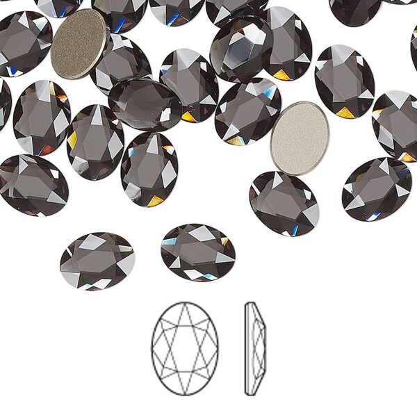 Flat back 6pk graphite foil back, Crystal Passions® 8x6mm oval 2603 image number 0