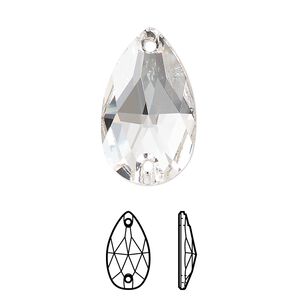 Sew-on 2pk crystal foil back, Crystal Passions® 23x13.8mm pear 3230