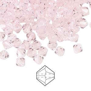 Bead 24pk pink sapphire, Preciosa Czech crystal 5mm bicone