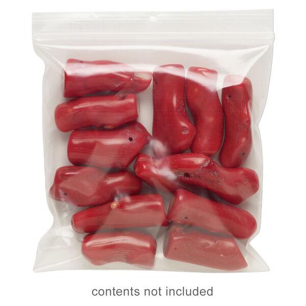 Bag, Tite-Lip™, plastic, clear, 4x4-inch top zip with top hole. Sold per pkg of 100. image number 0