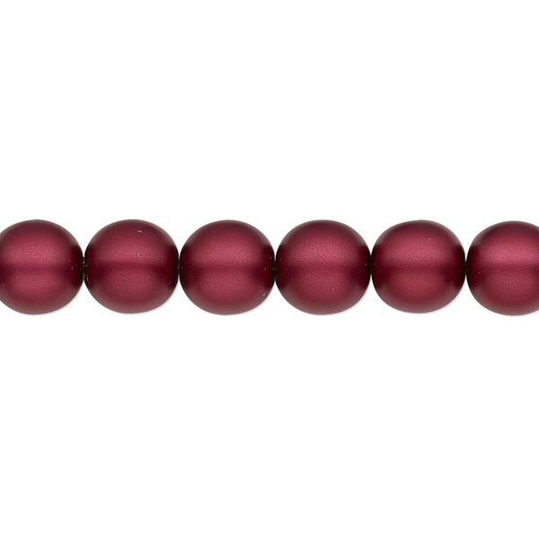 Bead, Czech pearl-coated glass druk, opaque matte sangria, 8mm round. Sold per 15-1/2" to 16" strand. image number 0