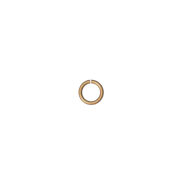 Jump ring, antique gold-plated brass, 6mm round, 4.4mm inside diameter, 20 gauge. Sold per pkg of 500. image number 0