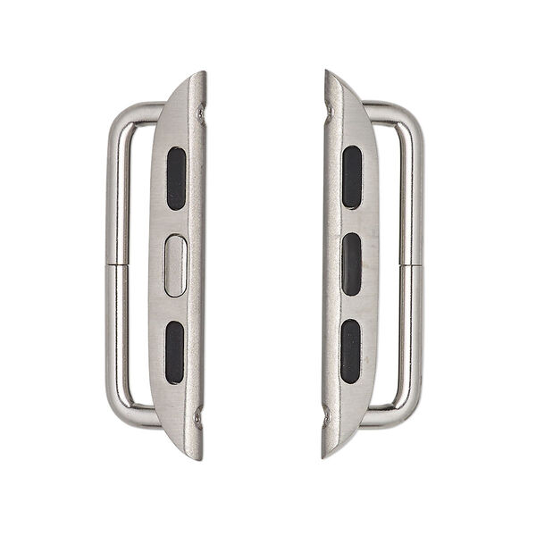 Watch component, imitation rhodium-finished brass, 32x8.5mm with 22mm bar. Sold per pkg of 2. image number 0