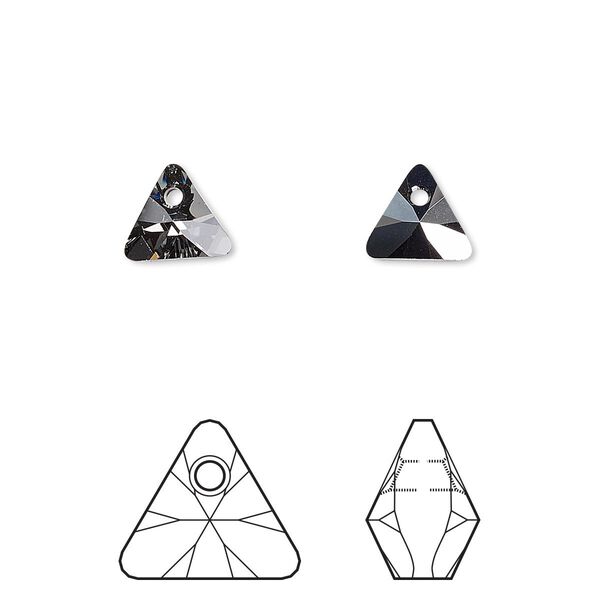 Drop 6pk crystal silver night, Crystal Passions® 8mm pendant mini triangle 6628 image number 0