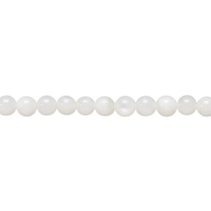 Bead, mother-of-pearl shell (bleached), white, 4mm round, Mohs hardness 3-1/2. Sold per 15-1/2" to 16" strand.