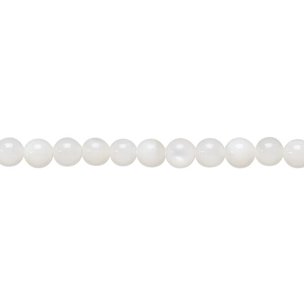 Bead, mother-of-pearl shell (bleached), white, 4mm round, Mohs hardness 3-1/2. Sold per 15-1/2" to 16" strand. image number 0