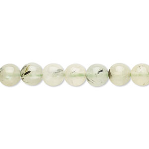 Prehnite 1pkg1, round bead natural 15 inch 6-8mm