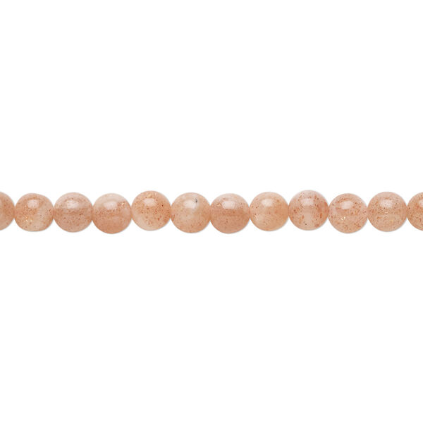Bead, pink flake moonstone (natural), 4mm round, B grade, Mohs hardness 6 to 6-1/2. Sold per 8-inch strand, approximately 50 beads. image number 0