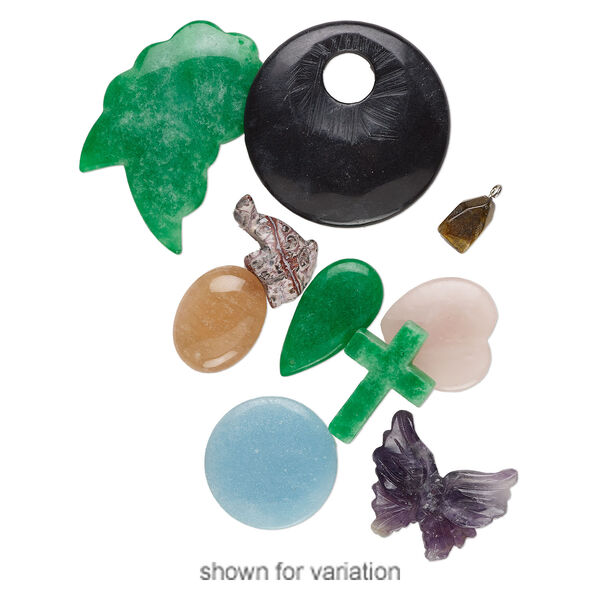 Multi-gemstone / glass 1pkg10, mixed shape drop mix 13x12mm-45x45mm image number 2