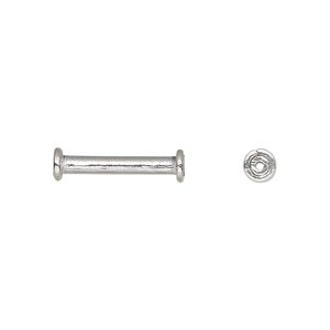 Bead, silver-plated copper, 18x5mm round tube with rimmed ends. Sold per pkg of 12.