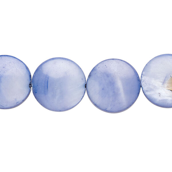 Mother-of-pearl shell 1pkg1, puffed flat round bead 15 inch hydrangea 13-14mm image number 0