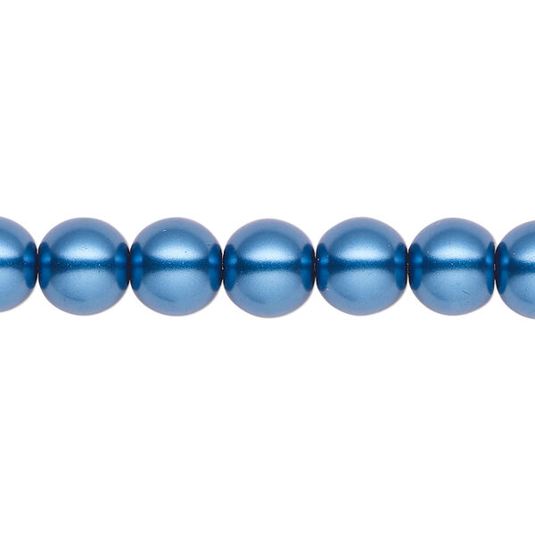 Pearl 2pk metallic blue, Celestial Crystal® 8mm round 15.5-16 inch image number 0