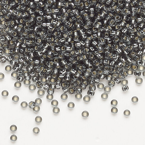 Seed bead, Miyuki, glass, pkg/25g, #11 rocaille, transparent silver-lined light grey, (RR-21). image number 0