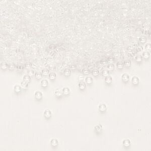 Seed bead, Miyuki, glass, pkg/25g, #11 rocaille, transparent crystal clear, (RR-131).