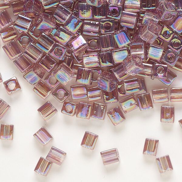 Seed bead, Miyuki, glass, pkg/250g, 3.5-3.7mm square, translucent rainbow lilac (SB-256). image number 0