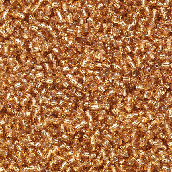 Seed bead, Ming Tree™, glass, pkg/1 pound, #11 round, transparent silver-lined tan. image number 0