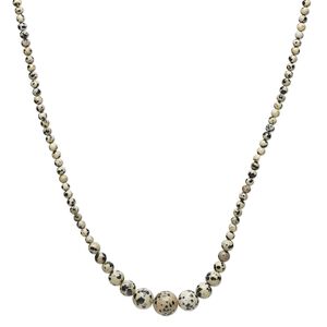 Dalmatian jasper 1pkg1, round bead natural 18 inch graduated 3-11mm