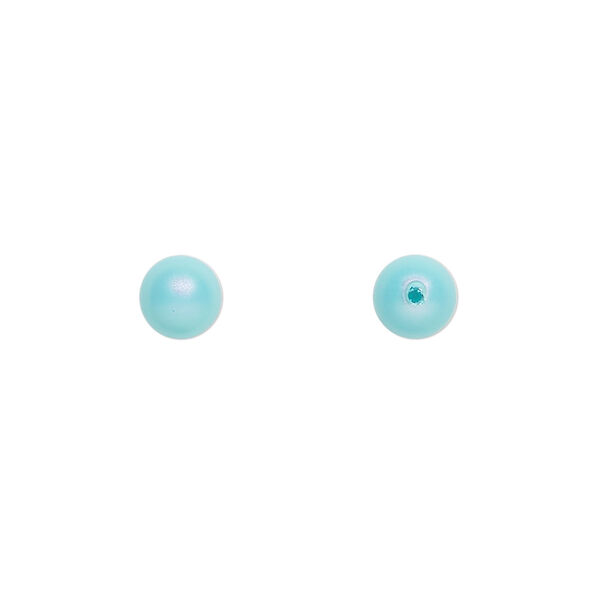 Pearl 500pk iridescent light turquoise, Swarovski® 6mm half-drilled round 5818 image number 0
