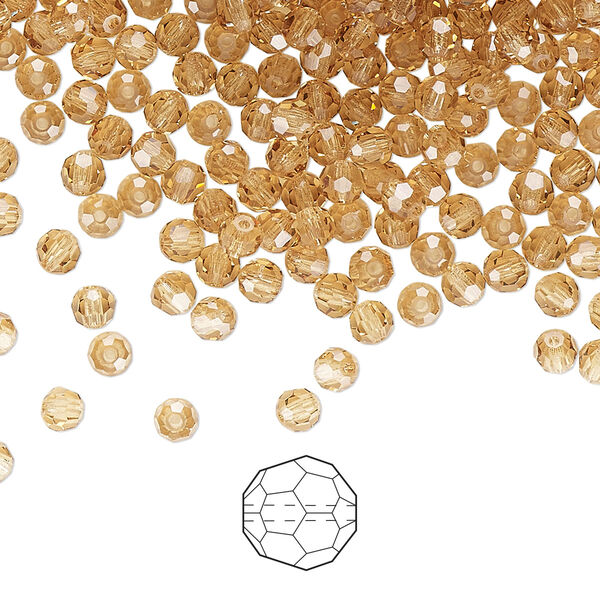 Bead 720pk light Colorado topaz, Preciosa Czech crystal 3mm round image number 0