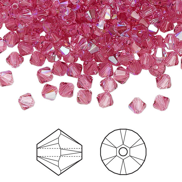 Bead 1440pk rose shimmer, Swarovski® 4mm XILION bicone 5328 image number 0