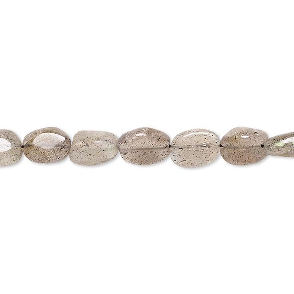 Bead, labradorite (natural), 5x4mm-10x6mm hand-cut puffed oval, C grade, Mohs hardness 6 to 6-1/2. Sold per 13-inch strand. image number 0