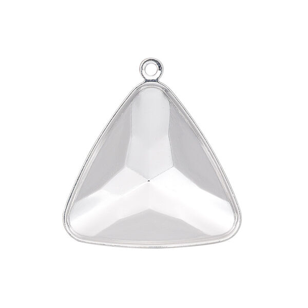 Drop, Almost Instant Jewelry®, silver-plated brass, 27mm triangle with 23mm triangle setting. Sold per pkg of 2. image number 0