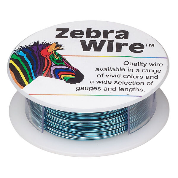 Wire, Zebra Wire™, color-coated copper, variegated turquoise blue and silver, round, 20 gauge. Sold per 15-yard spool. image number 0