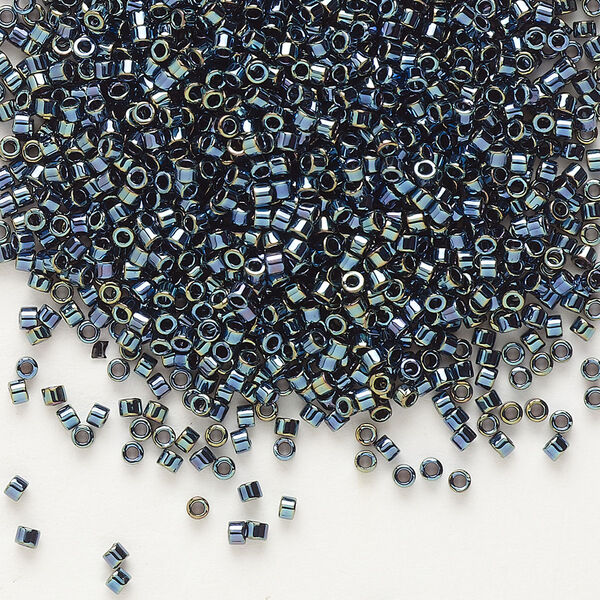 Seed bead, Delica®, glass, pkg/250g, #11 round, opaque iris gunmetal (DB-0006). image number 0