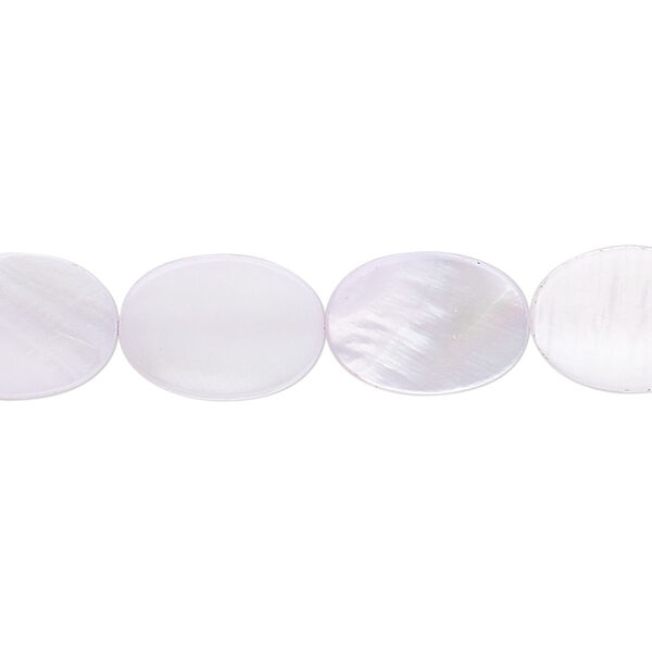 Bead, mother-of-pearl shell (dyed), lavender, 14x10mm flat oval. Sold per 15" to 16" strand. image number 0