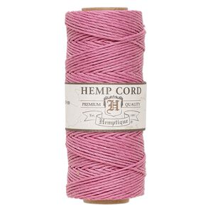 Cord, Hemptique®, polished hemp, bright pink, 1mm diameter, 20-pound test. Sold per 205-foot spool.