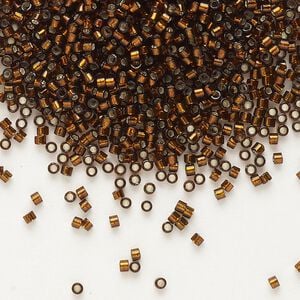 Seed bead, Delica®, glass, pkg/250g, #11 round, transparent silver-lined dark topaz (DB-0612).