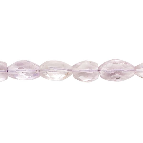 Amethyst 1pkg1, hand-cut faceted puffed oval bead natural 14 inch 8x6mm-12x7mm image number 0