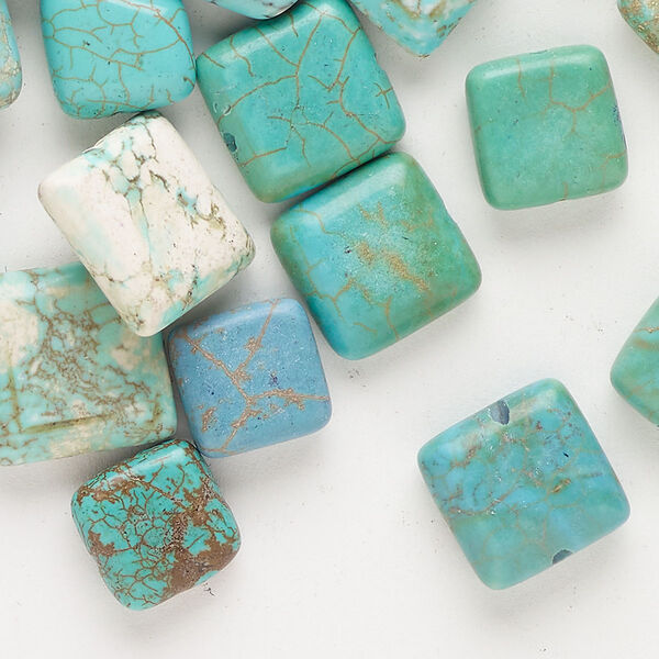Magnesite 1pkg1, puffed square bead C- grade, 2 oz mix 10-13mm image number 0