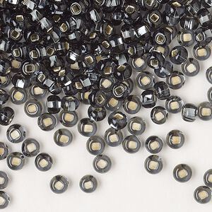 Seed bead, Preciosa Ornela Czech glass, pkg/50g, #6 rocaille, transparent silver-lined grey, (47010).