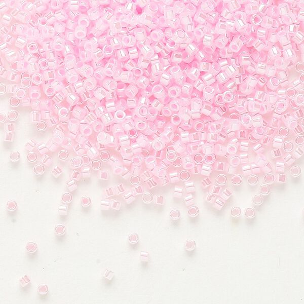 Seed bead, Delica®, glass, pkg/7.5g, #11 round, opaque inside dyed color luster pink (DB-0244). image number 0