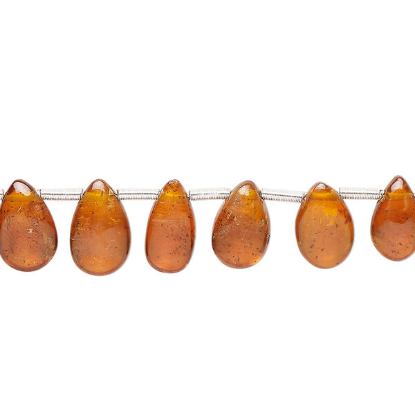 Orange kyanite (natural) 1pkg26, hand-cut top-drilled puffed teardrop bead, graduated 6x4mm-11x7mm image number 1