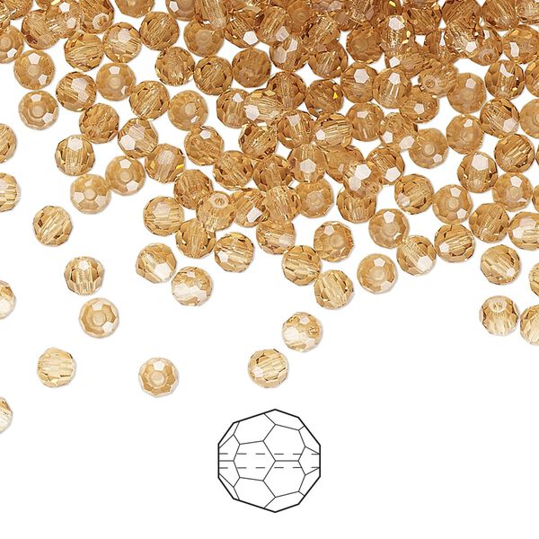 Bead 24pk light Colorado topaz, Preciosa Czech crystal 3mm round image number 0
