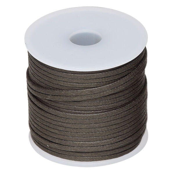 Cord, waxed cotton, brown, 2mm flat. Sold per 25-meter spool. image number 0