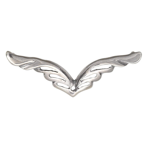 Connector, sterling silver, 39x13mm wings. Sold individually. image number 0