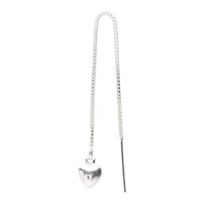 Ear thread, sterling silver, 3-1/2 inch box chain with 7x6mm puffed heart. Sold per pair.