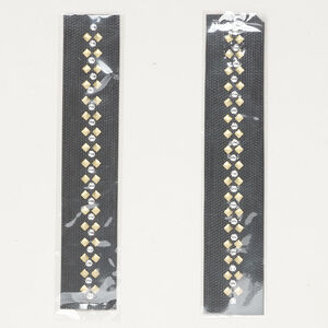 Iron-on transfer 1pkg2 crystal clear and matte gold, Crystal Passions® SS16 round / 3-4mm, 5 inch