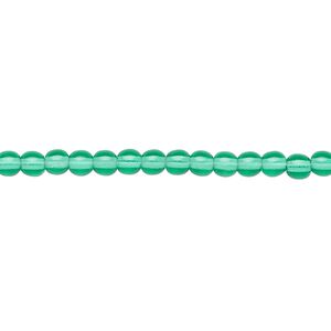Bead, Czech glass druk, transparent teal, 4mm round. Sold per 15-1/2" to 16" strand.