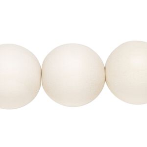 Bead, Taiwanese cheesewood (dyed / waxed), white, 19-20mm round. Sold per 15-1/2" to 16" strand.