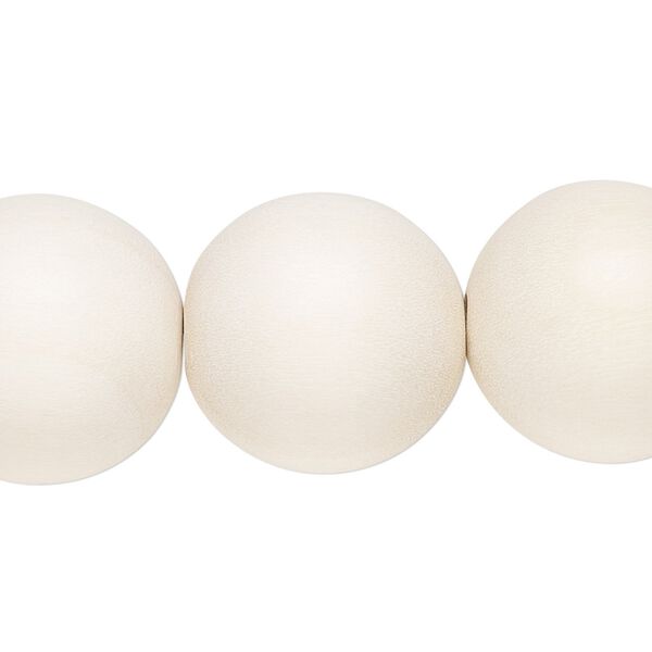 Bead, Taiwanese cheesewood (dyed / waxed), white, 19-20mm round. Sold per 15-1/2" to 16" strand. image number 0