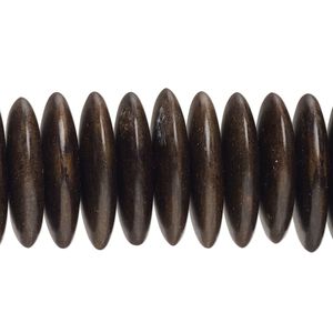 Bead, greywood (waxed), pkg/8 inches, grey brown, 19x4.5mm-21x5.5mm hand-cut rondelle.